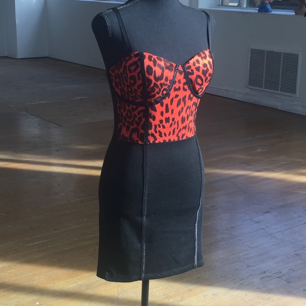 Orange/Black animal Print bodycon dress